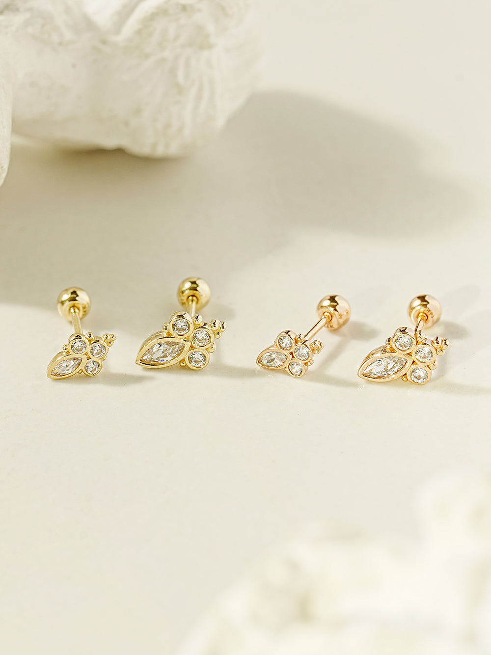 14K Gold Queen Cubic Cartilage Earring 20G