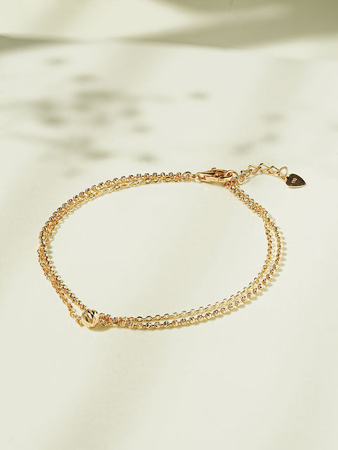 14K 18K Gold Cutting Ball Two Layered Bracelet