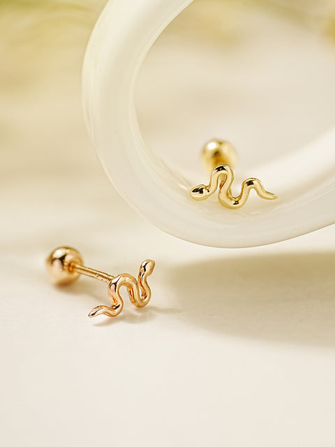 14K Gold Slay Snake Earring 20G18G16G