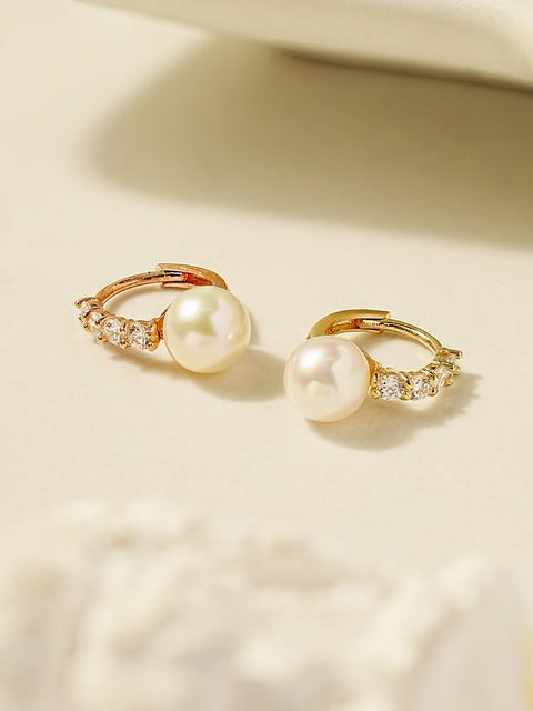 14K 18K Tiffany Waterfresh Pearl Cartilage Hoop Earring