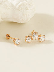 14K Gold Pentagon Crystal Cubic Cartilage Earring 18G16G