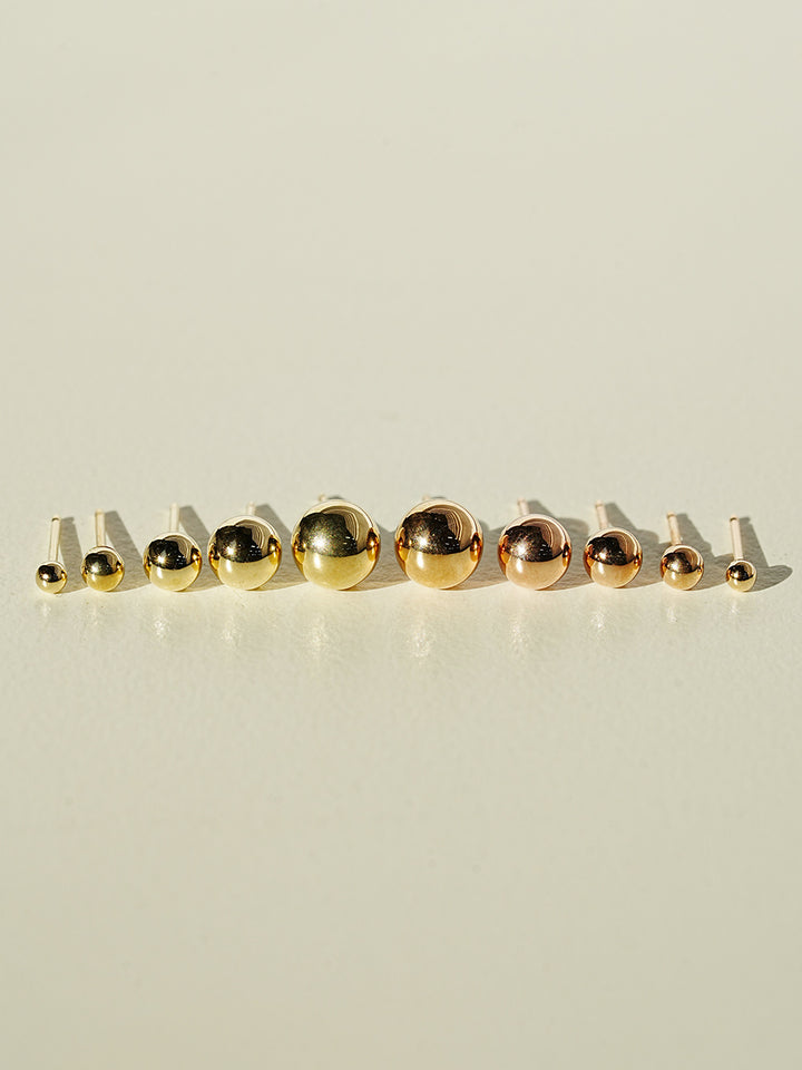 14K Gold Ball Stud Earring 3mm,4mm,5mm,6mm