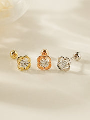 14K Gold Cosmos Flower Moissanite Cartilage Earring 20G18G16G