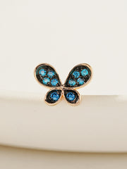 14K Gold Polyo Blue Butterfly Cartilage Earring 18G16G