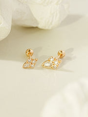 14K Gold Queen Cubic Cartilage Earring 20G