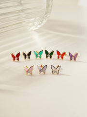 14K Gold Enamel Cubic Butterfly Cartilage Earring 20g