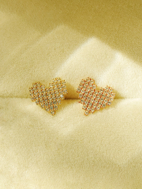 14K Gold Pixel Heart Cartilage Earring 18G16G