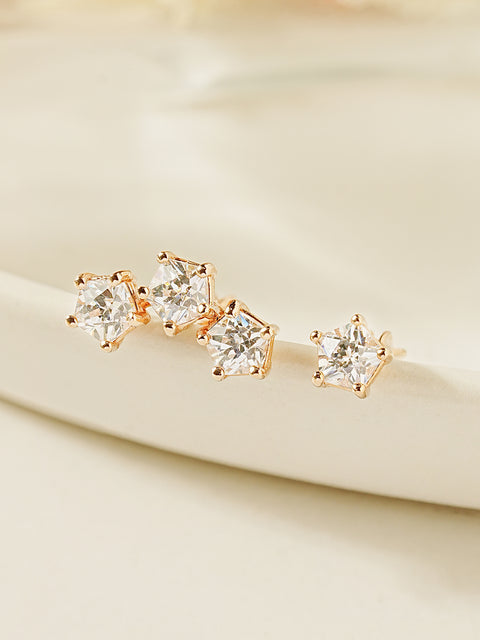 14K Gold Pentagon Crystal Cubic Cartilage Earring 18G16G