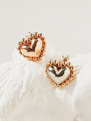 14K Gold Solid Bubble Heart Cartilage Earring 18G16G