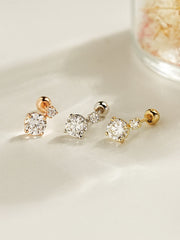 14K Gold Misty Moissanite Cartilage Earring 20G18G16G