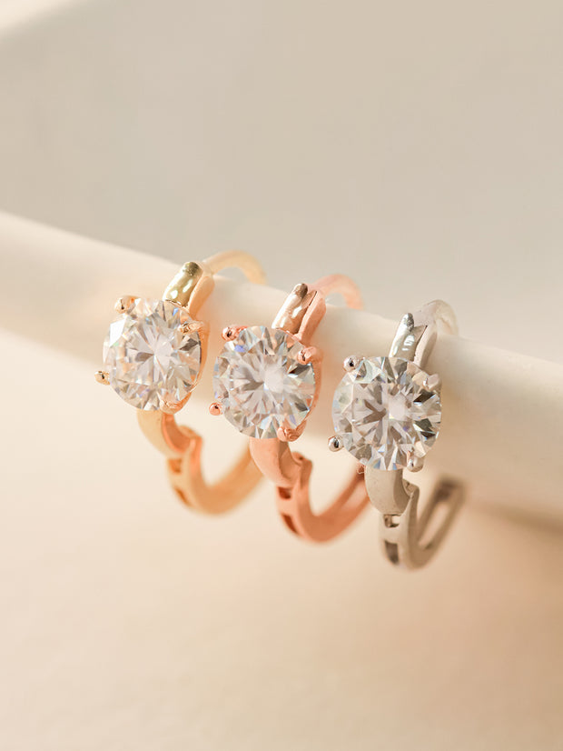 14K 18K Gold Moissanite Round Cartilage Hoop Earring