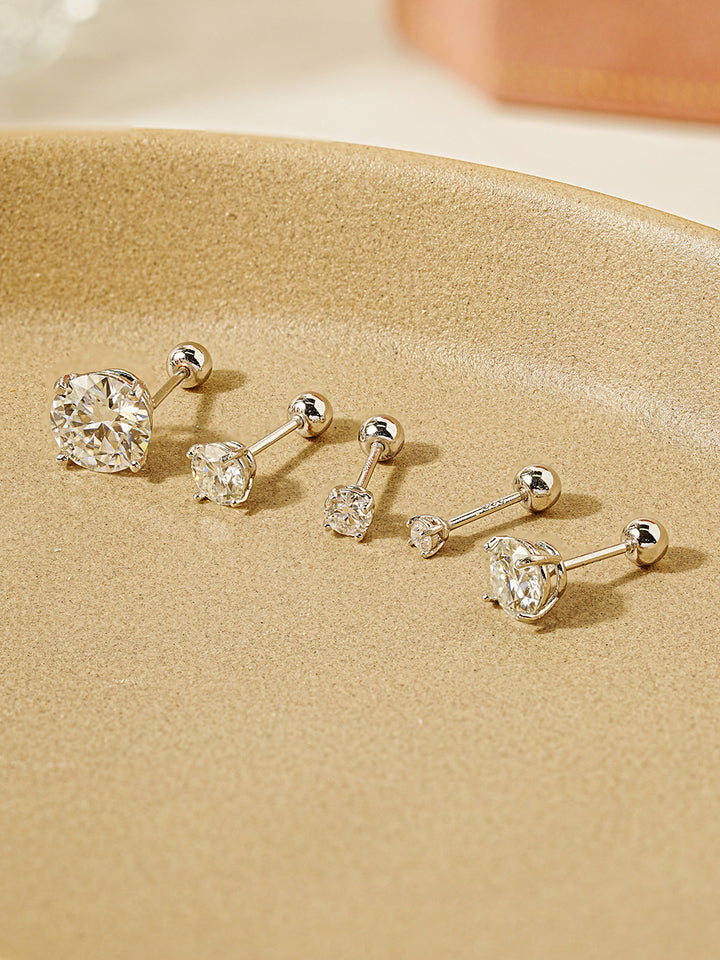 14K Gold 4 Pronged Moissanite Cartilage Earring 20G18G16G