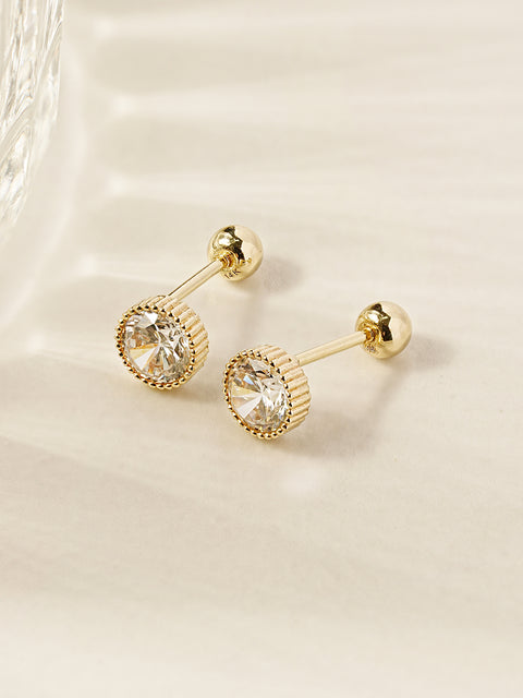 14K Gold Simple Round Earring 20G18G16G