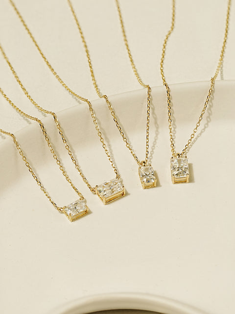 14K 18K Moissanite Radient Cut Necklace