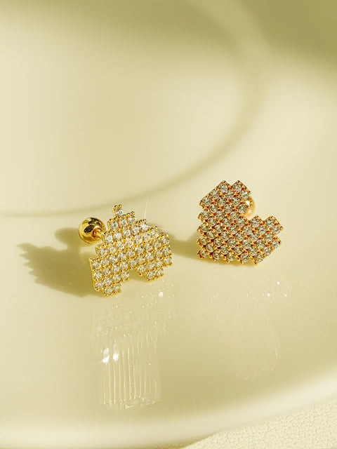 14K Gold Pixel Heart Cartilage Earring 18G16G