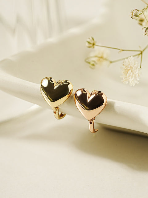 14K Gold Lovely Voluminious Heart Cartilage Hoop Earring