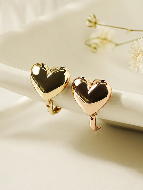 14K Gold Lovely Voluminious Heart Cartilage Hoop Earring