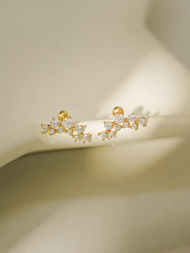 14K Gold Double Curved Tiara Cartilage Earring 20G18G16G