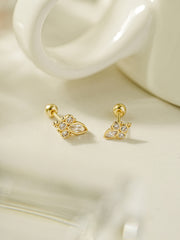 14K Gold Queen Cubic Cartilage Earring 20G