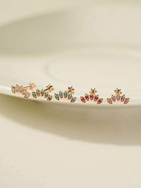 14K Gold Colorful Tiara Cartilage Earring 18G16G