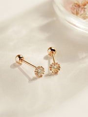 14K Gold Shining Moissanite Cartilage Earring 20G18G16G