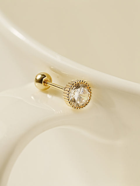14K Gold Simple Round Earring 20G18G16G