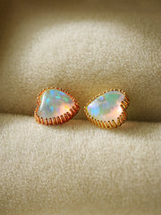 14K Gold Jelly Opal Heart Earring 20G18G16G