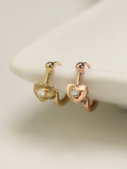 14K 18K Ball Heart Cartilage Hoop Earring