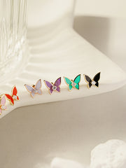 14K Gold Enamel Cubic Butterfly Cartilage Earring 20g