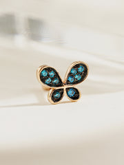 14K Gold Polyo Blue Butterfly Cartilage Earring 18G16G