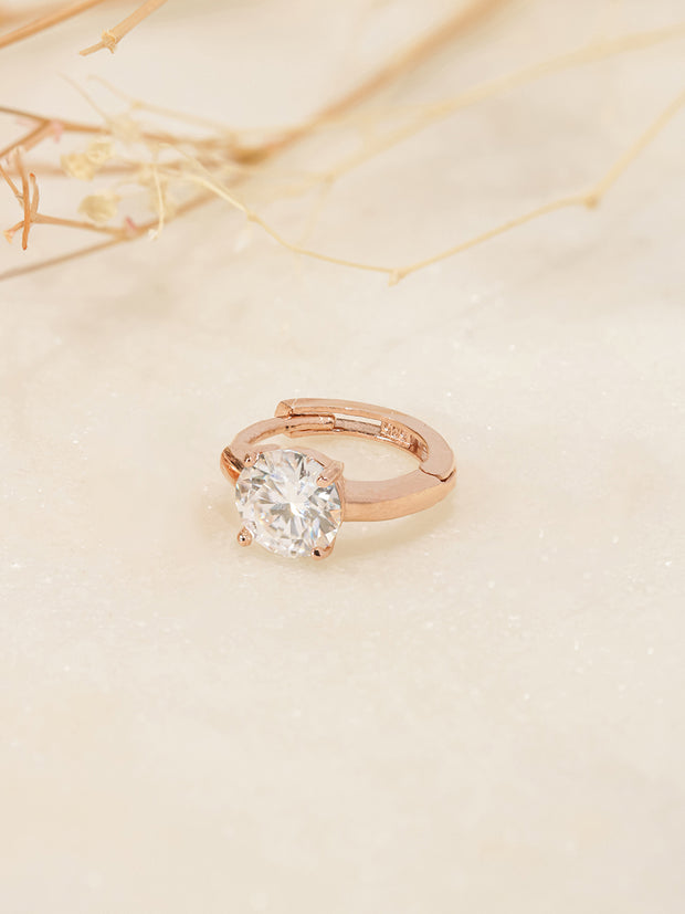 14K 18K Gold Moissanite Round Cartilage Hoop Earring