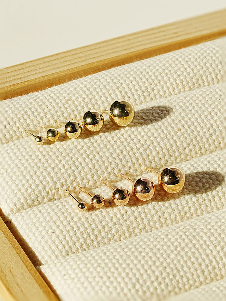 14K Gold Ball Stud Earring 3mm,4mm,5mm,6mm