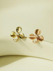 14K Gold Cubic Clover drop and stud Cartilage Earring 20G18G16G