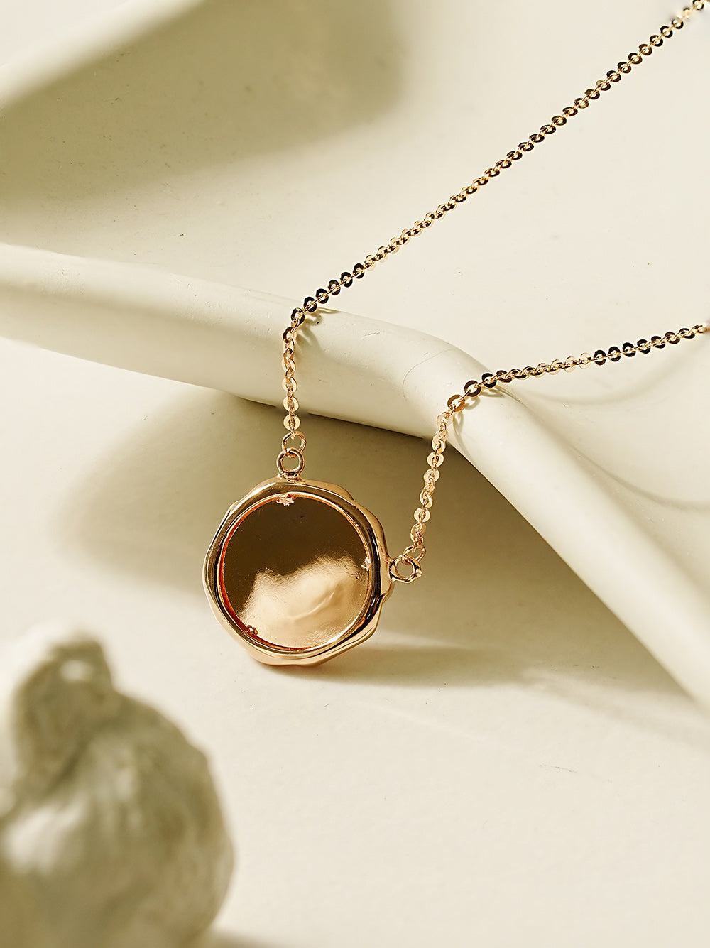 14K 18K Solid Gold Flower Elizabeth Coin Necklace