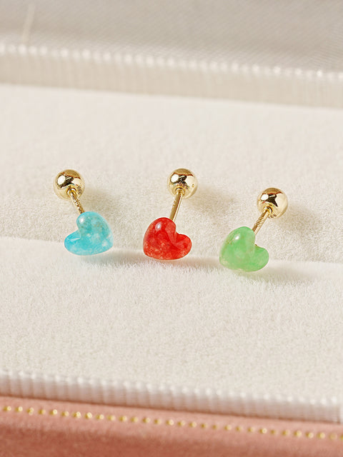 14K Gold Color Heart Candy Cartilage Earring 20G