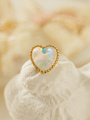 14K Gold Jelly Opal Internally Threaded Labret Piercing 18G16G