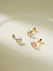 14K Gold Pansy Flower Moissanite Cartilage Earring 20G18G16G