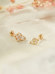 14K Gold Queen Cubic Cartilage Earring 20G