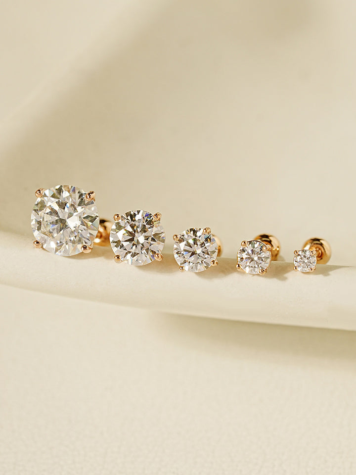 14K Gold 4 Pronged Moissanite Cartilage Earring 20G18G16G