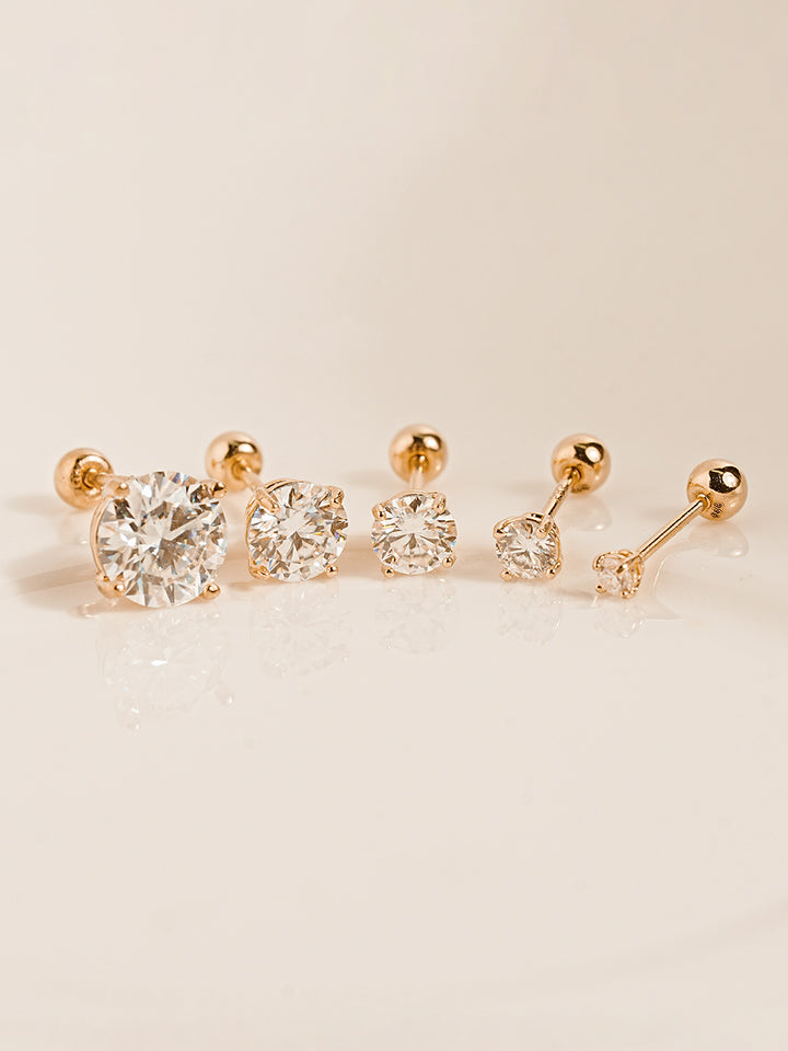 14K Gold 4 Pronged Moissanite Cartilage Earring 20G18G16G