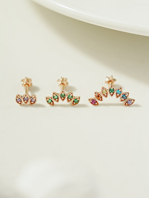 14K Gold Colorful Tiara Cartilage Earring 18G16G