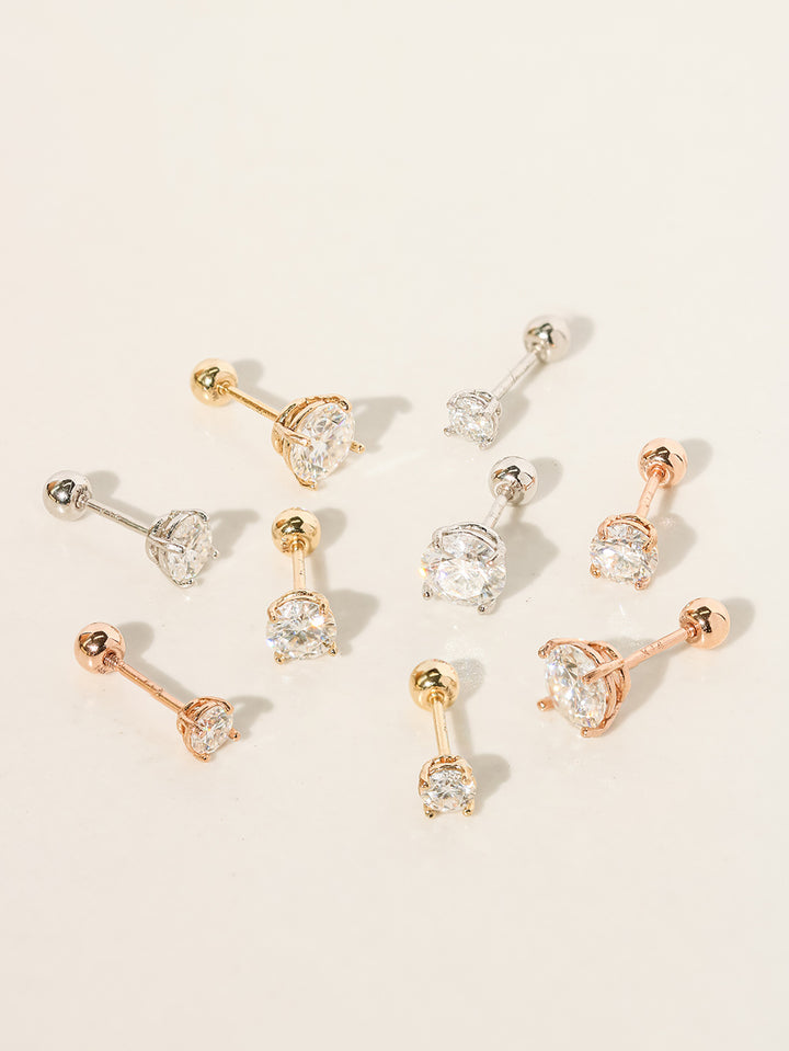 14K Gold 4 Pronged Moissanite Cartilage Earring 20G18G16G