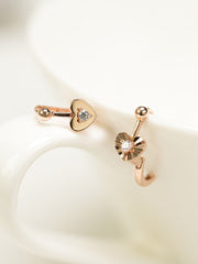 14K 18K Ball Heart Cartilage Hoop Earring