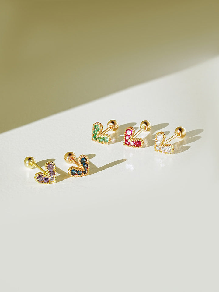 14K gold Bling Lovely Heart Cartilage Earring 20G