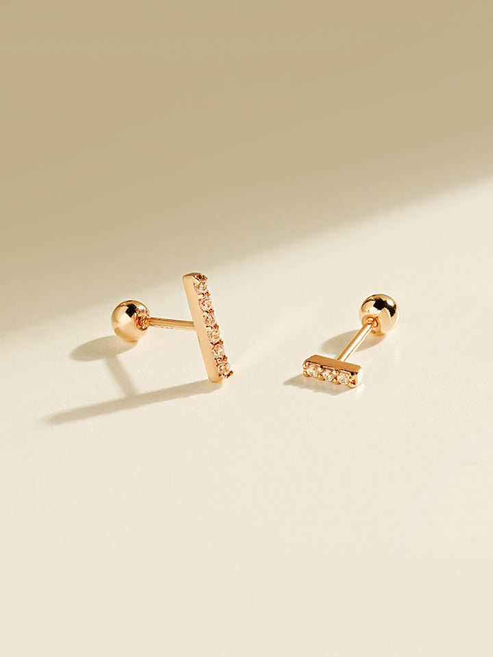 14K Gold Cubic Stick Cartilage Earring S,M 20G