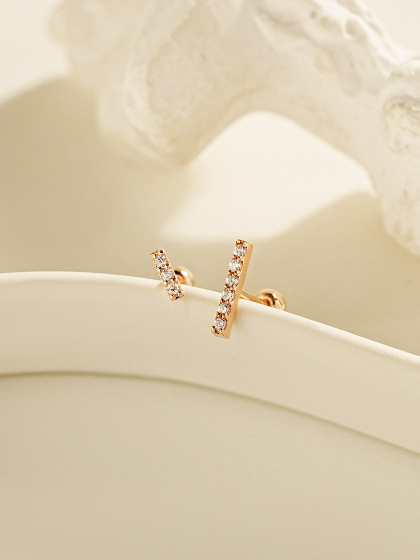 14K Gold Cubic Stick Cartilage Earring S,M 20G