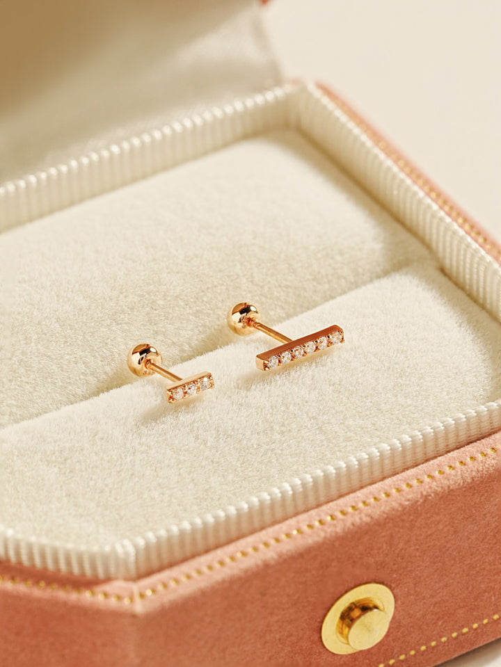 14K Gold Cubic Stick Cartilage Earring S,M 20G