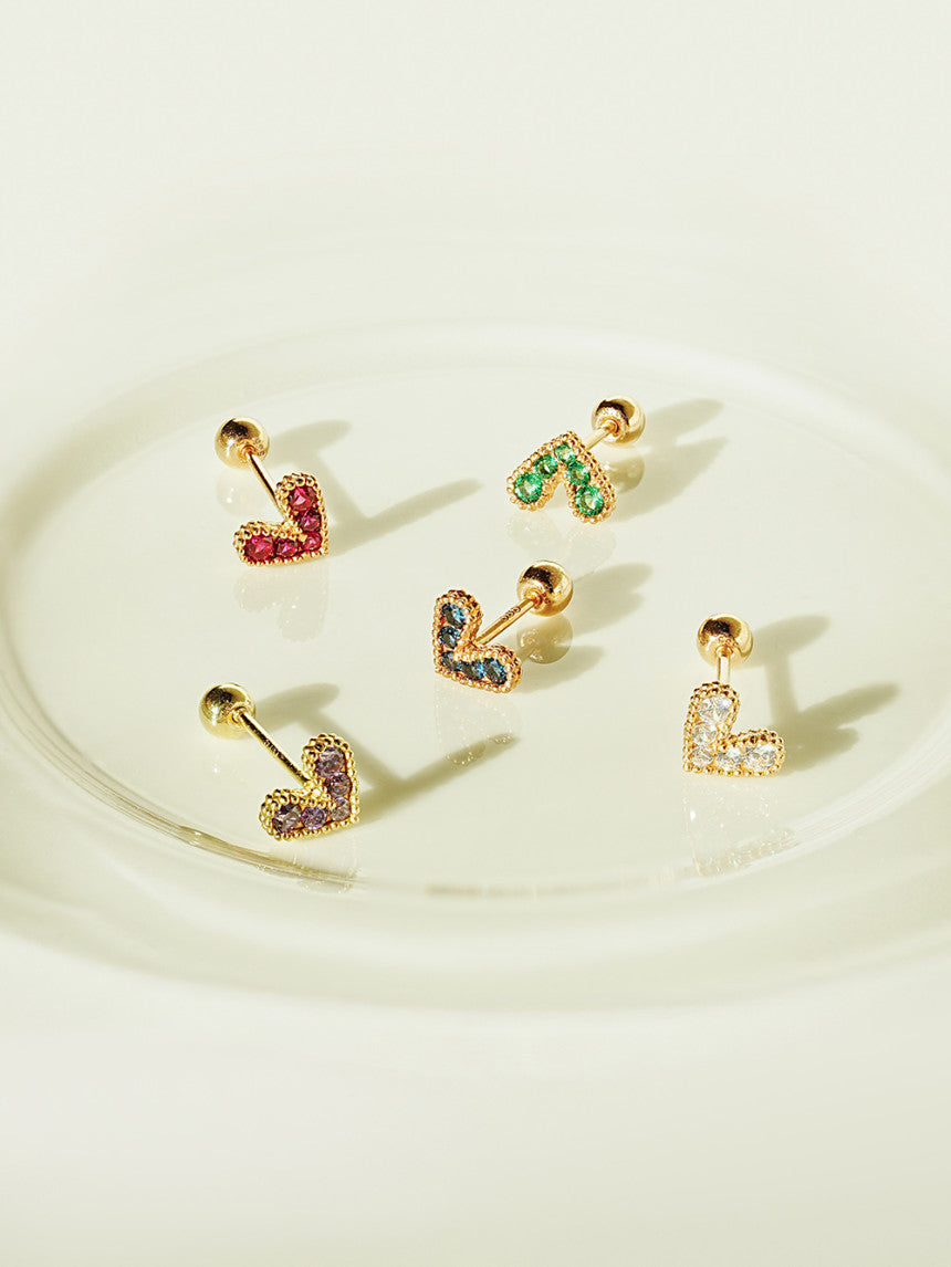 14K gold Bling Lovely Heart Cartilage Earring 20G