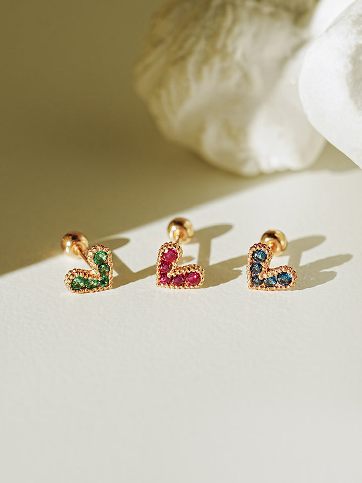 14K gold Bling Lovely Heart Cartilage Earring 20G