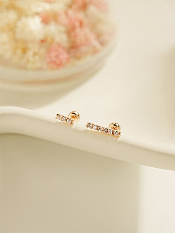 14K Gold Cubic Stick Cartilage Earring S,M 20G